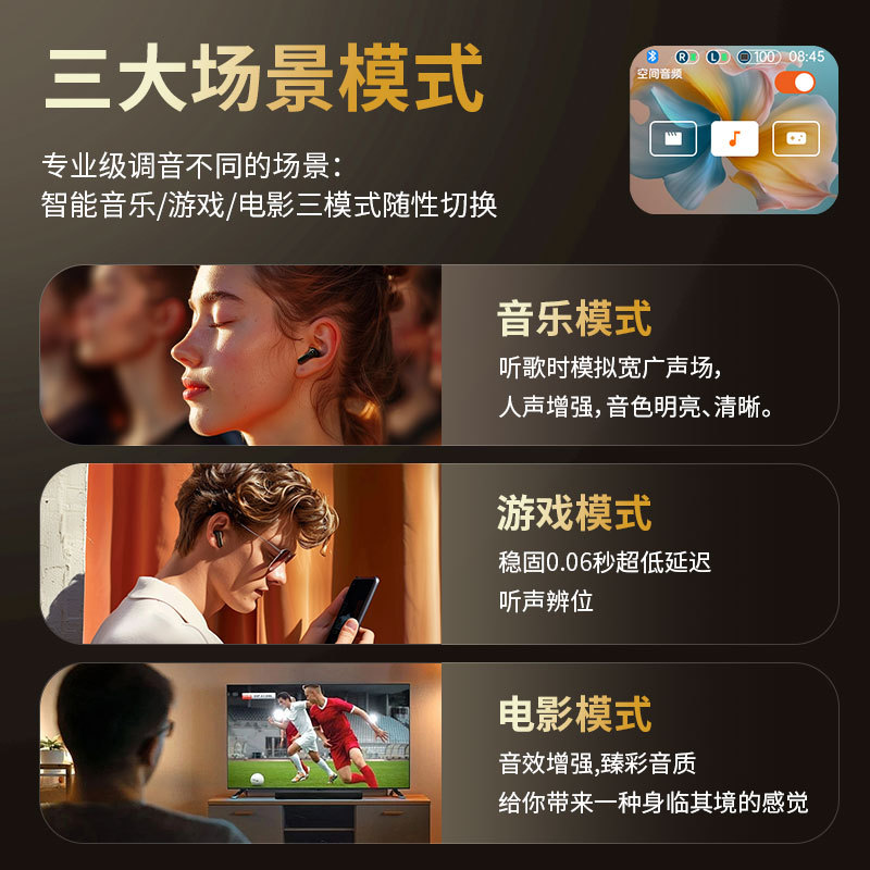 LCD smart color screen touch noise reduction Bluetooth earbuds in-ear Bluetooth wireless headphones ANC+ENC new exclusive model - 4