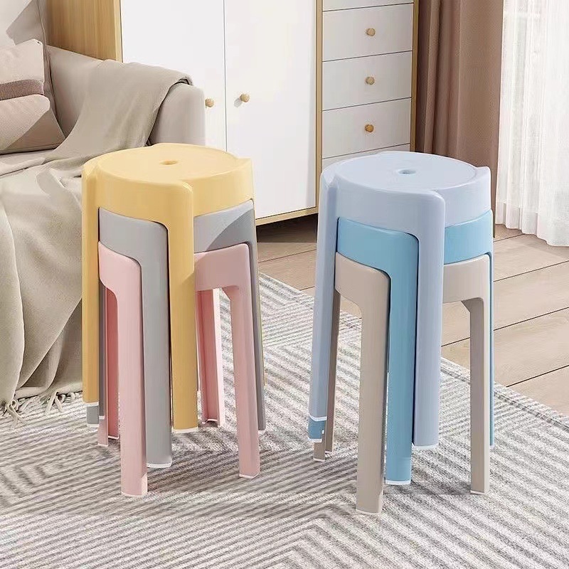 Plastic stool for home use, thick round plate stool, stackable dining table spare wheelbarrow stool, extra thick, sturdy and durable high chair
