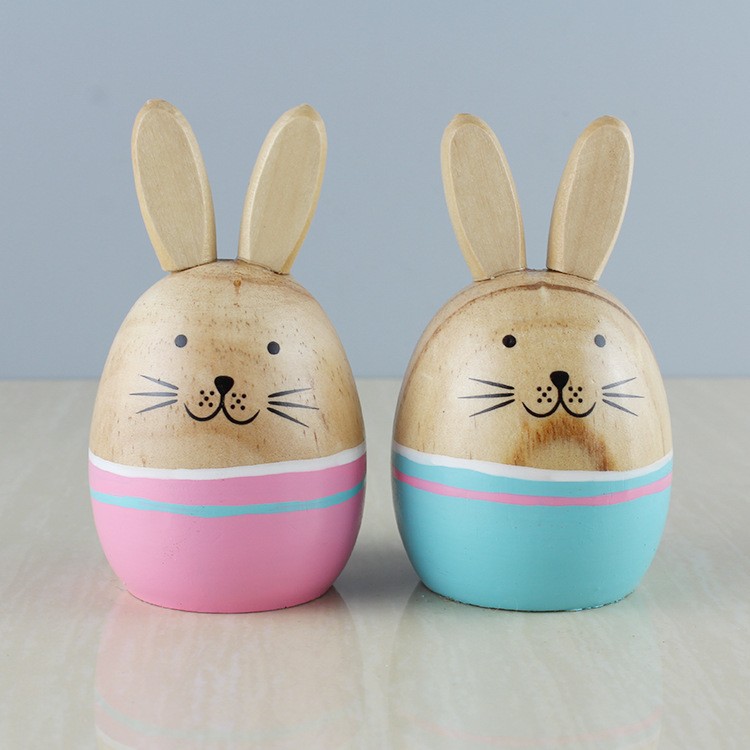 Artesanías de madera hechas a mano parejas decoraciones para padres e hijos lugares escénicos regalos de viento pastoral conejo