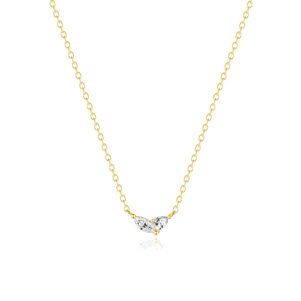 Women's Gender Plating Design 925 Sterling Silver Geometric Zircon 925 Sterling Silver Cable Chain Pendant Necklace