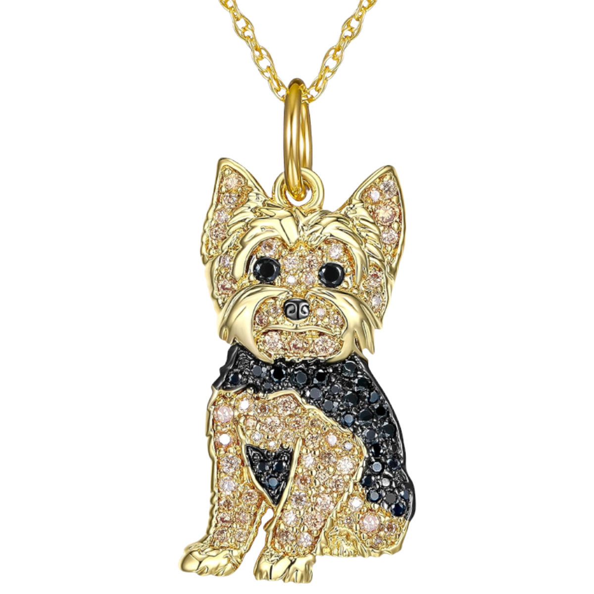 Zinc alloy Material Cute Dog Artificial Crystal Zinc Alloy Cable Chain Pendant Necklaces Wholesale