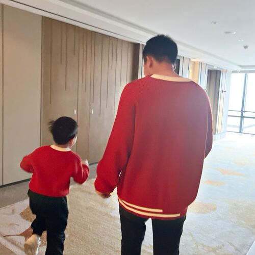  New Autumn/Winter Parent-Child Outfit Mother and Daughter Mother and Son Children's Dress Boy's Round Neck Knitted Sweater