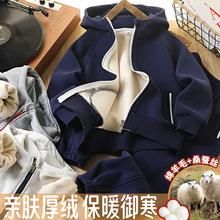 中大童男童冬装加绒套装2025年新款儿童运动两件套秋冬季学生服装