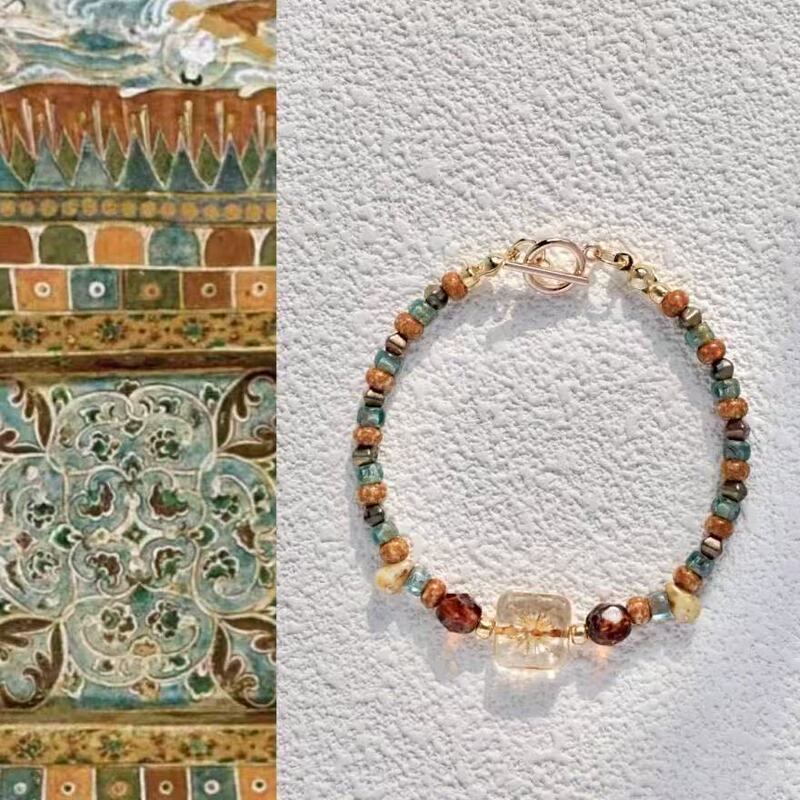Dunhuang Color Scheme【Northern Border Rouge】Vintage Beaded Bracelet with a High-Value Design, Fairy-Like Ancient Style Jewelry Gift