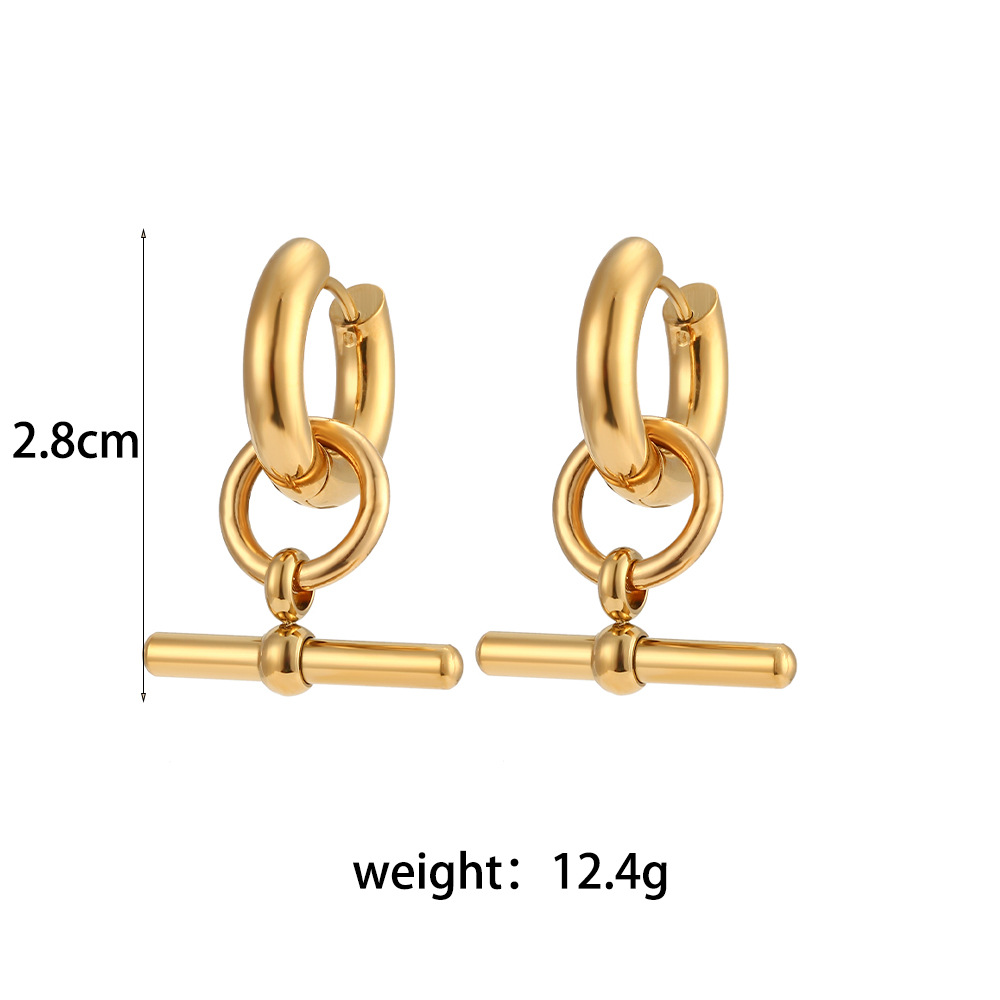 Vintage Style Geometric Stainless Steel Plating Gold Plated Pendant Necklace Hoop Earrings display picture 2