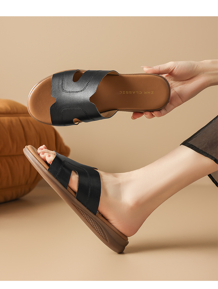 Dép sandal nữ quai chữ V đế mềm phong cách thanh lịch — M683 Màu be chi tiết 16