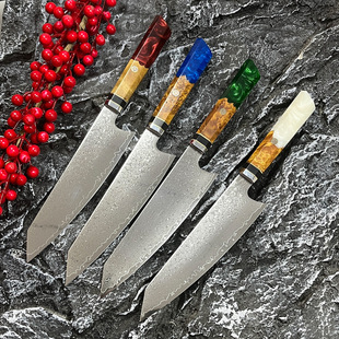 in stock 67 Layer Damascus Steel Chef Knife Resin Stabilized Wooden Octagonal Handle Cutter Kitchen Cutter Cutter