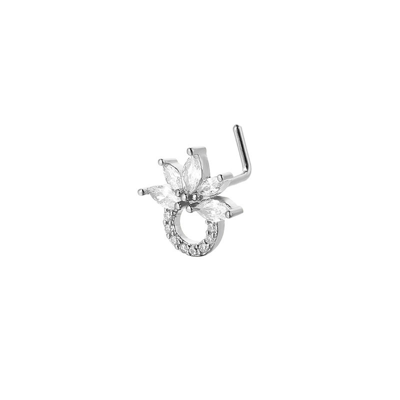 Cross-Border L Rod Stud Micro Stainless Steel Inlaid With Bright Stone Nose Ring 20G Body Piercing Jewelry_voghion.com