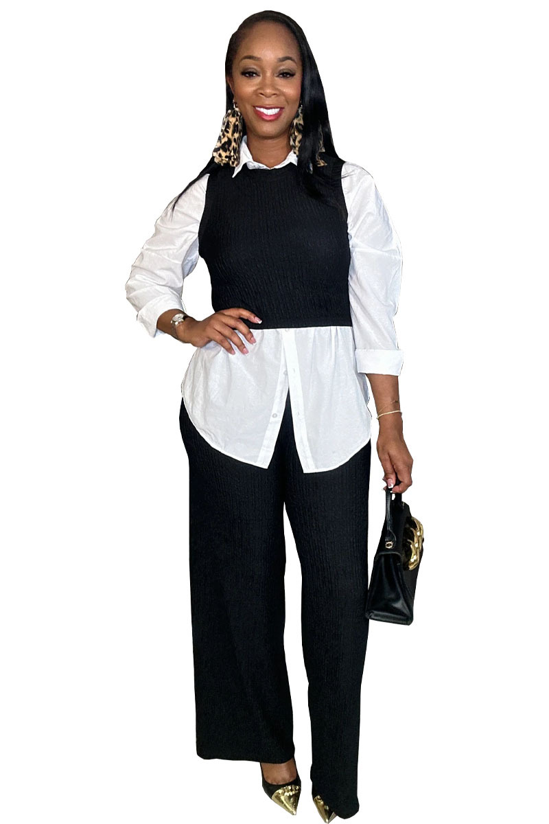 Women's Sleeveless Round Neck Solid Color Top & Long Pants Set - Breathable Polyester Spandex Blend - Casual Office Wear - Black/Maroon (S-XXL)_ecoleips.com