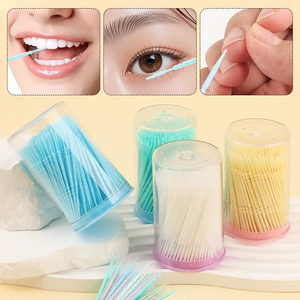 New Fish Bone Double-Headed Brush Colorful Interdental Brush Micro Brush Home Beauty Salon Beauty Auxiliary Tool 300 Pieces/Bottle
