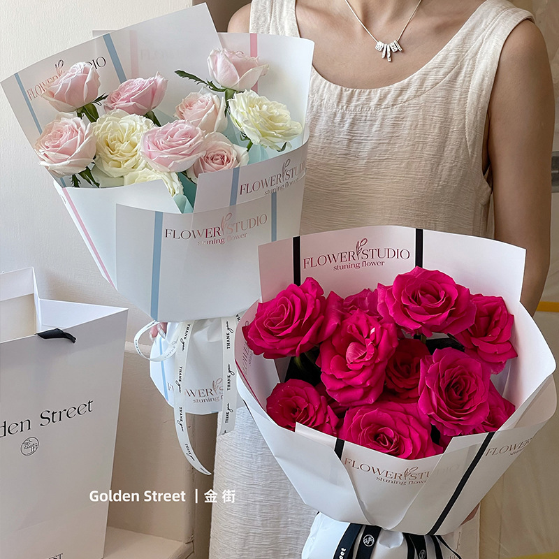 Grueso dorado Noble papel de regalo Papel de embalaje inglés flor material de embalaje floristería material floral papel simple