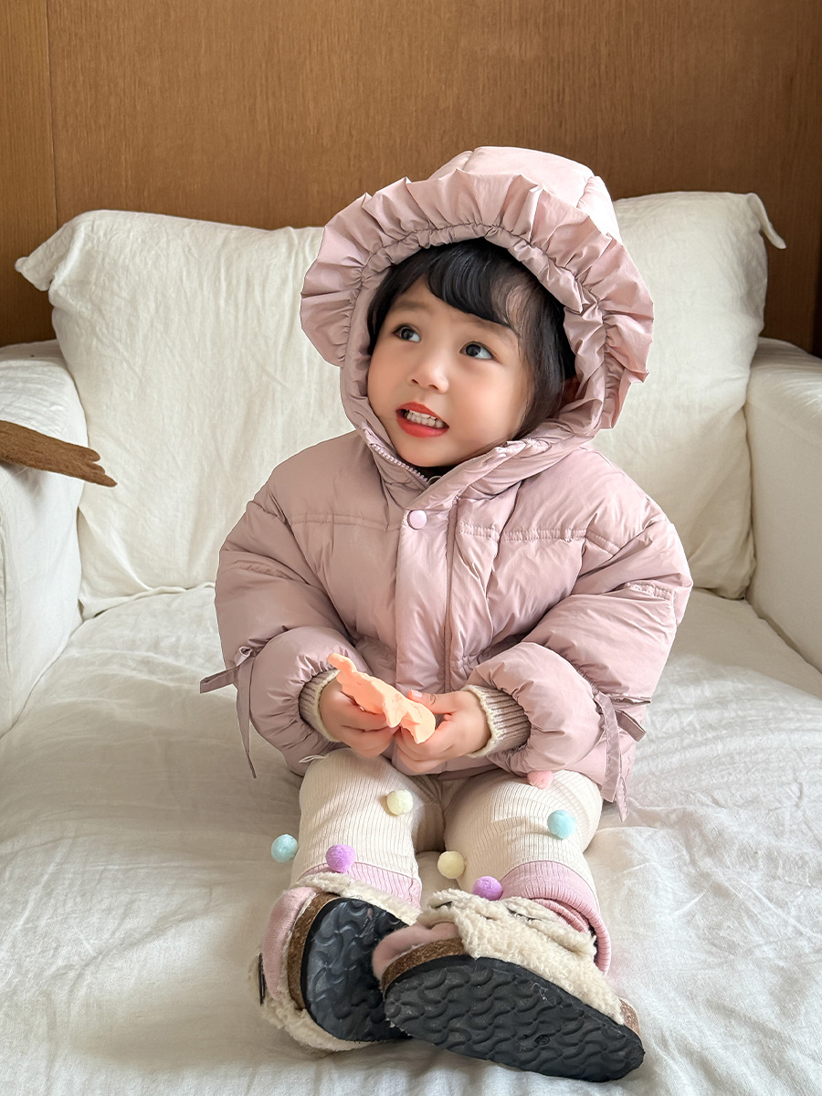 Sugar Pear ropa para niños invierno bebé engrosado chaqueta con capuchón 2024 nueva ropa de invierno para niñas