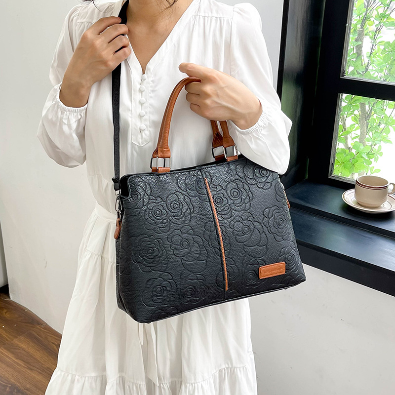 2024 new cross-border handbag, a large-capacity single-shoulder cross-border bestseller with soft leather embossed single-shoulder for women undefined