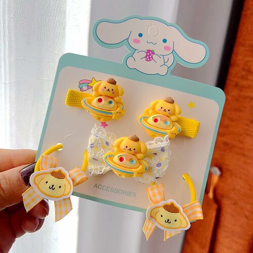 Korean style bow hair clip rubber band set cute children's hair accessories baby does not hurt hair clip and tie cartoon Sanli