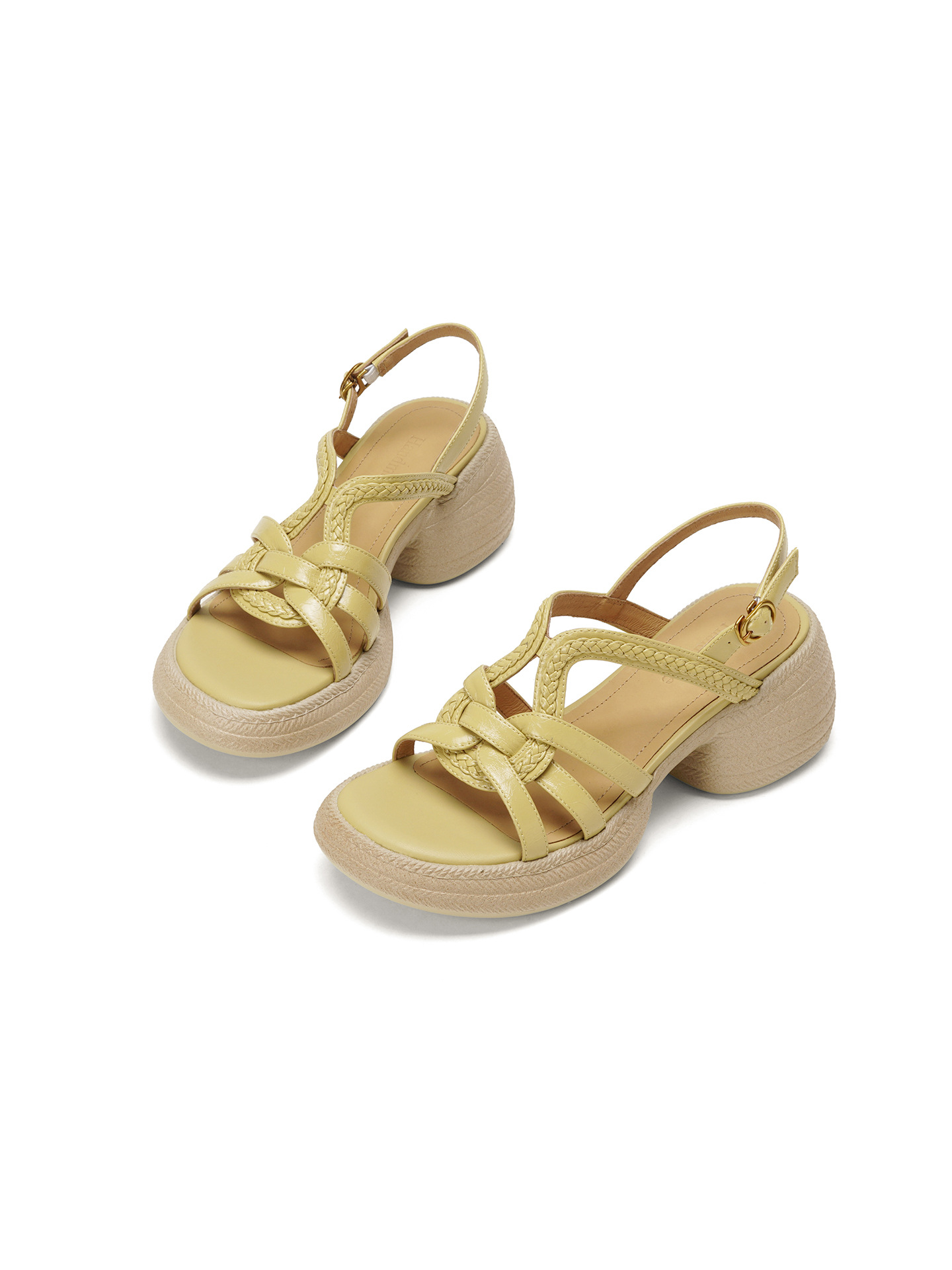 Sandal nữ hở mũi gót vuông đế dày 6 cm phong cách dệt — màu trắng ngà chi tiết 19