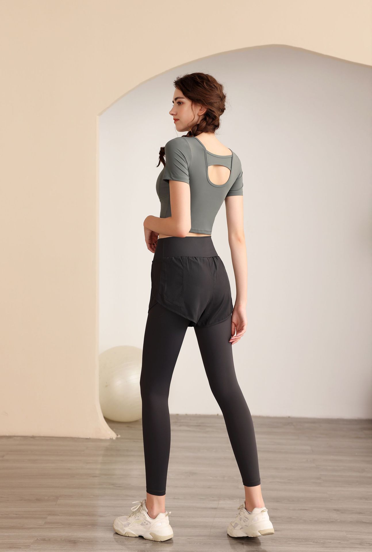 Autumn and Winter Nylon Fake Two Piece Pocket Sports Pants for Women's Anti Walking Running Training Yoga Tight Fitness_voghion.com