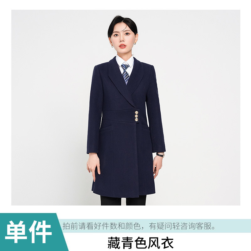 여성용 네이비 블루 코트 싱글 피스