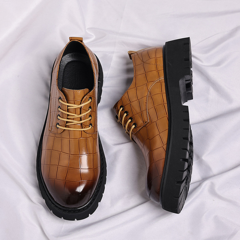 Men's Leather Shoes, Men's Thick-Soled Heightening British Wedding Groom's Suit Shoes, Spring & Fall Leather Shoes, Fashionable Large Size Casual Shoes Men's Leather Shoes, Men's Thick-Soled Heightening British Wedding Groom's Suit Shoes, Spring & Fall Leather Shoes, Fashionable Large Size Casual Shoes