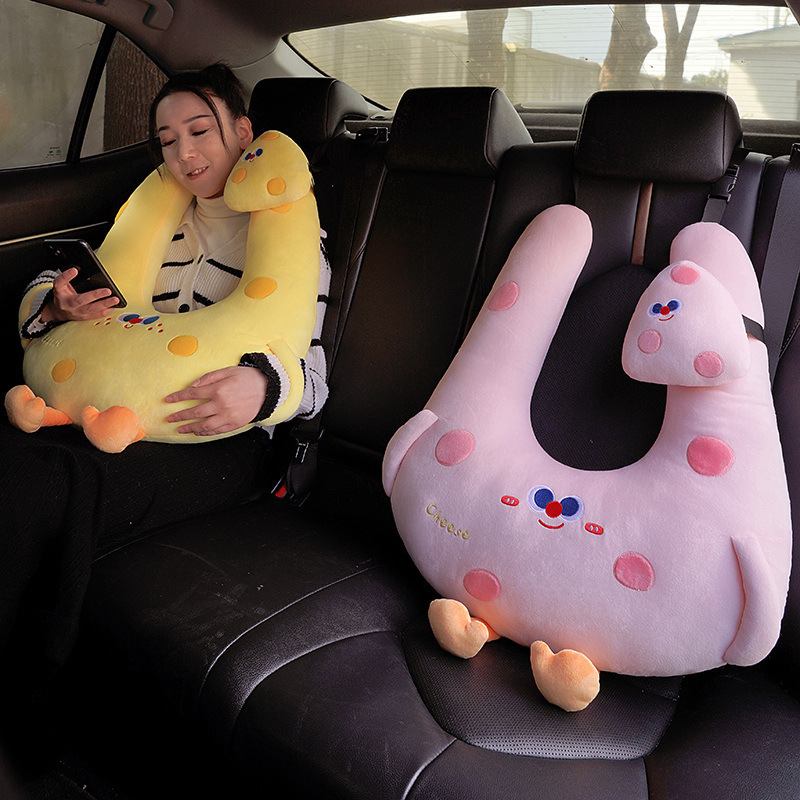 Cojín de cabeza de peluche de dibujos animados lindo cojín de automóvil almohada para niños almohada para dormir almohada para dormir niñas