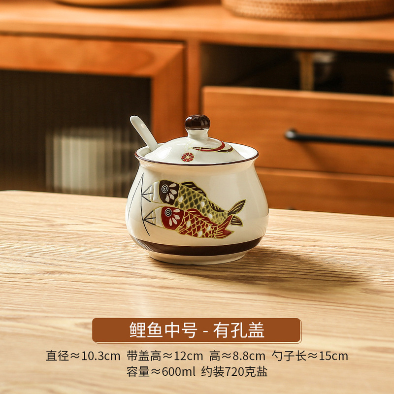 コイ豚油缶陶磁器調味缶蓋付き塩缶キッチン唐辛子油缶高温油かけ辛い生臭物油缶|undefined