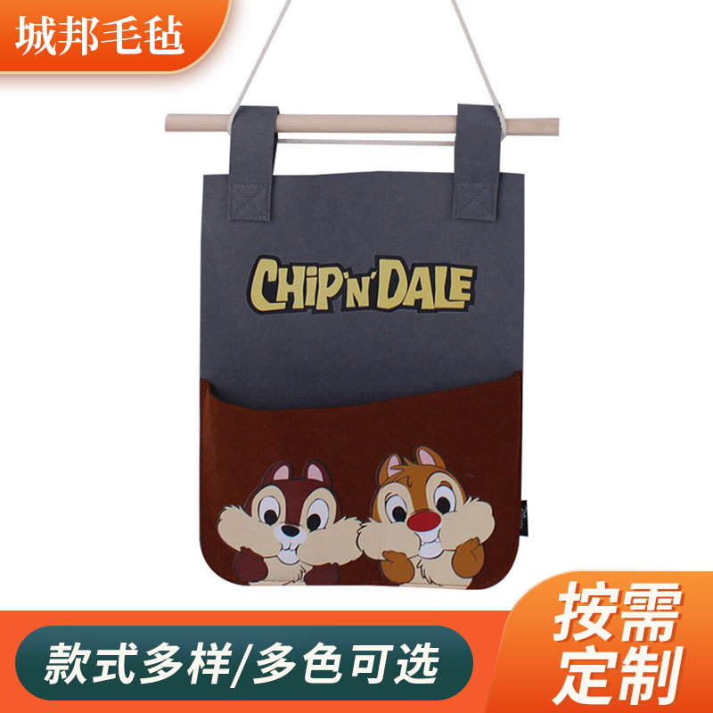 网红毛毡挂袋可爱卡通墙面装饰收纳储物挂袋现货批发杂物储物袋