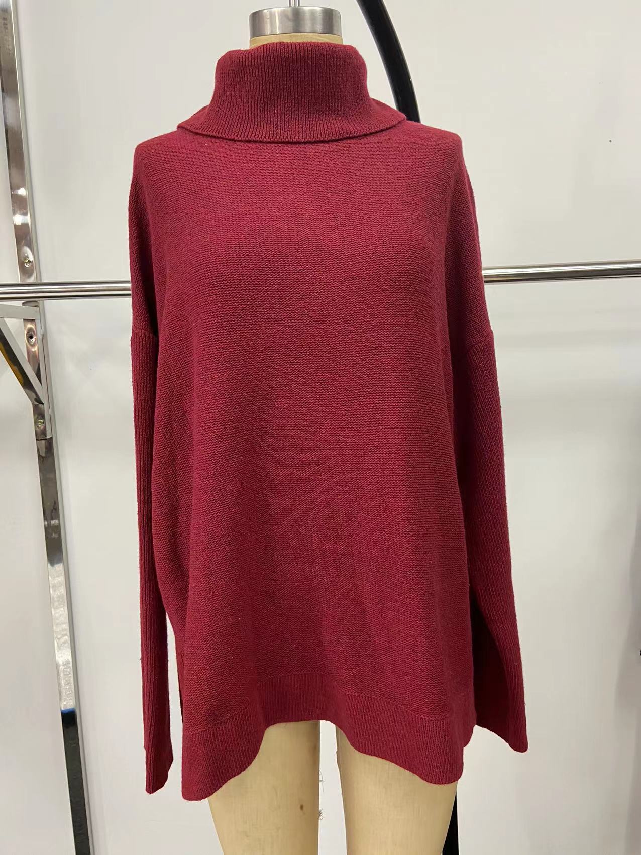 651g Weight Long Sleeve Sleeve Length Pullovers Placket Type Batwing Sleeve Sleeve Type Polyacrylonitrile Fiber Fabric Type Long Top Length Sweater Tops Type Daily Occasion Turtleneck Neckline Warm Function Slim Fit Type Solid Color Pattern Winter, Autumn Season Women'S Gender Patchwork Design Fashion Style Wholesale Women'S Fashion Solid Color Long Sleeve Patchwork Sweaters & Cardigans 无