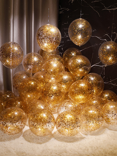 Wedding transparent gold sequin balloons wedding wedding room bedroom room decoration internet celebrity birthday scene layout