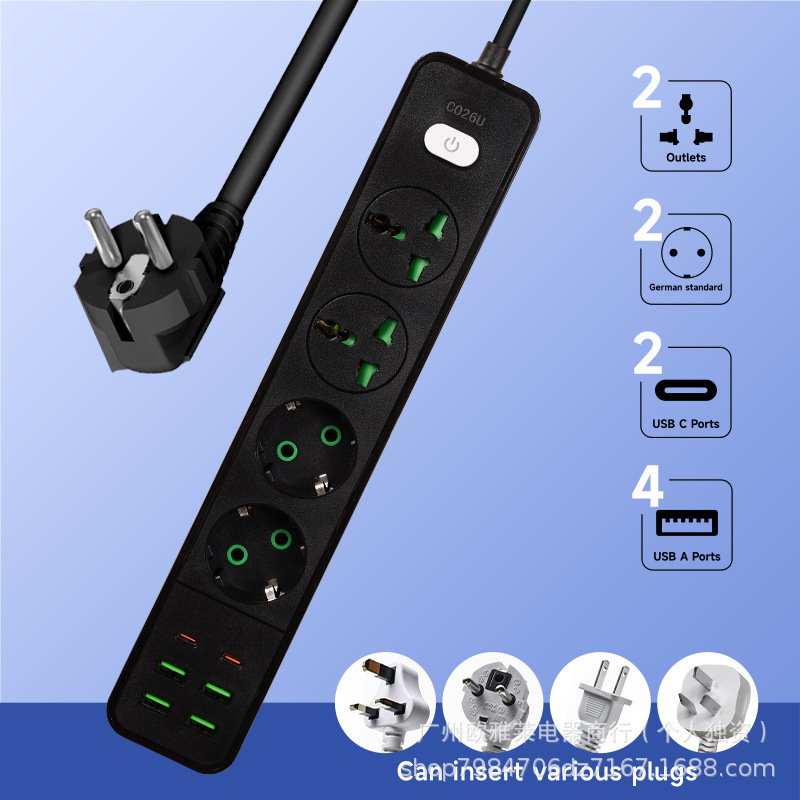 Comercio exterior directo estándar británico estándar europeo estándar americano enchufe con placa de conexión USB enchufe al por mayor en el sudeste asiático tailandés