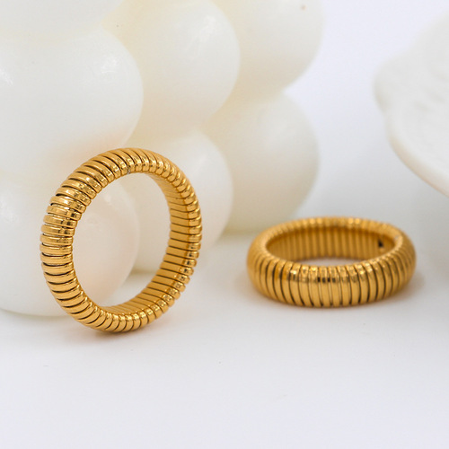 European and American simple ins style elastic telescopic snake ring stainless steel ring bracelet collar summer fresh jewelry set