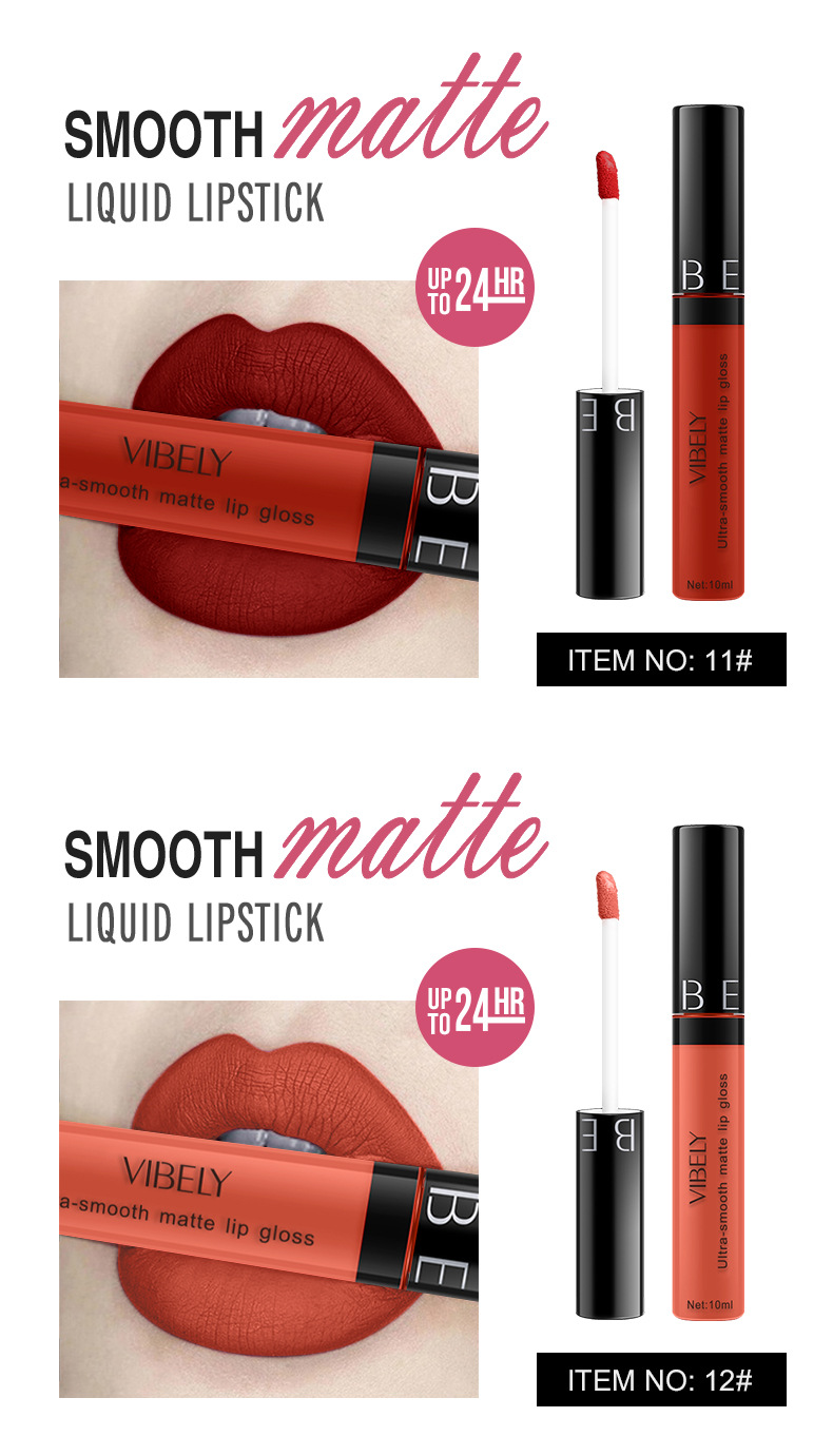 VIBELY Cross-border Makeup Amazon matte non-stick cup lip gloss Non-fading long-lasting liquid Lipstick Export version undefined