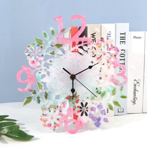 Floral DIY glue mold clock mold homemade material large and small flower clock mirror silicone mold