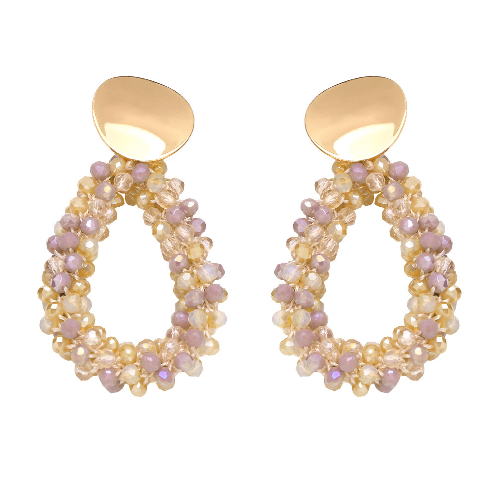 Retro Geometric Copper Beaded Drop Earrings 1 Pair