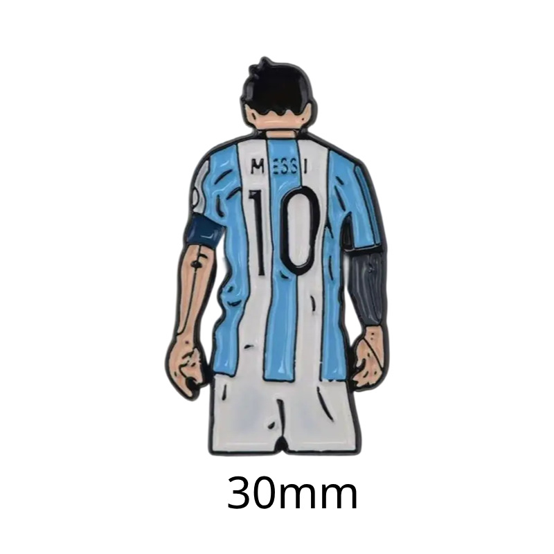 Fabricante personalizado Champions League World Cup Football Super Star Metal Insignia Imagen de dibujos animados Etiqueta del teléfono móvil Insignia Regalo