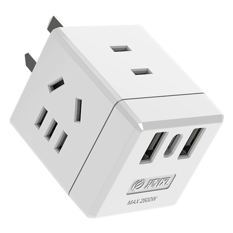 Qingfeng Rubik's Cube Socket USB Stereo Plug-In Smart Mini Многофункциональная Быстрая зарядка Креативная Вертикальная Plug-In Board с кабелем