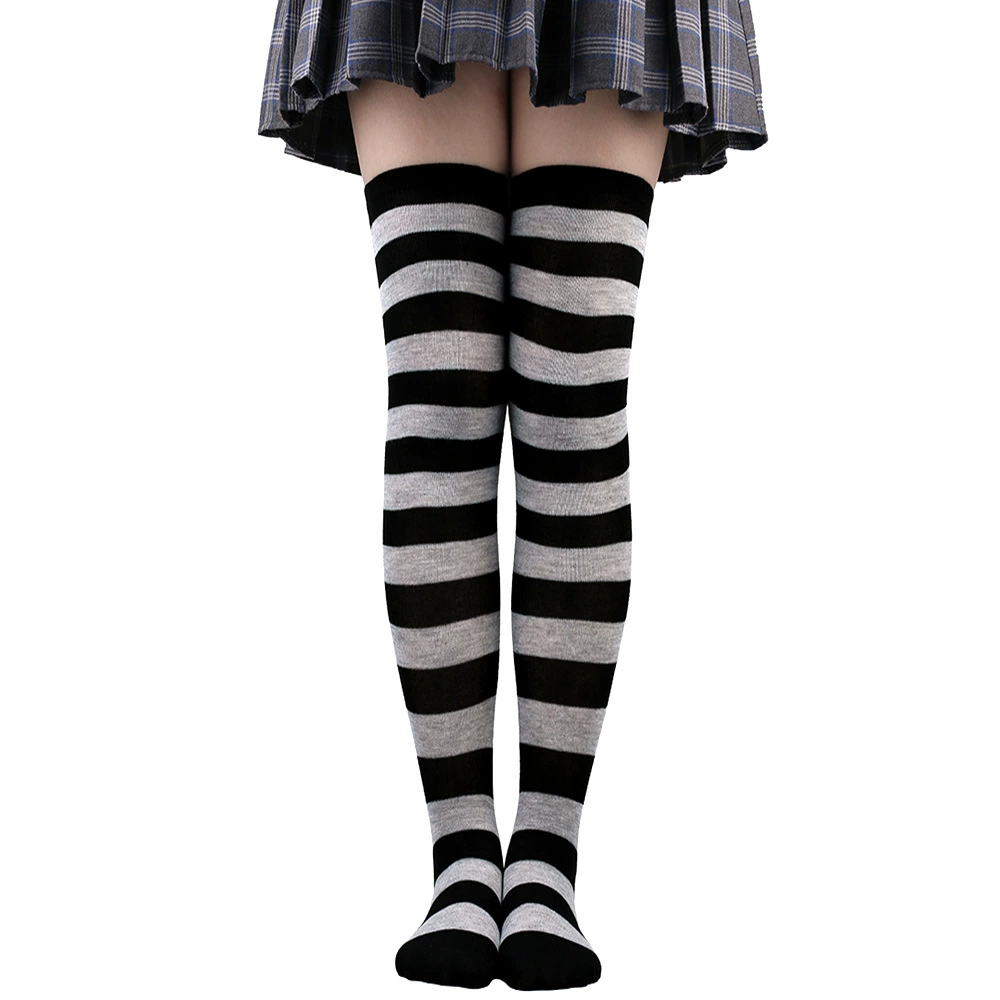 Knee-high Socks Japanese Style, Striped Cosplay & Halloween, Tube 50 cm, Polyester