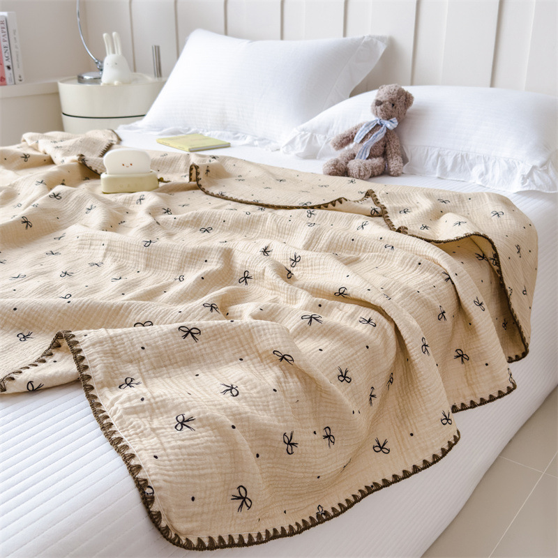 Classe A algodón de doble capa de hilo, manta de verano, manta de aire acondicionado de algodón delgada, manta de sofá dormitorio para cama image 7