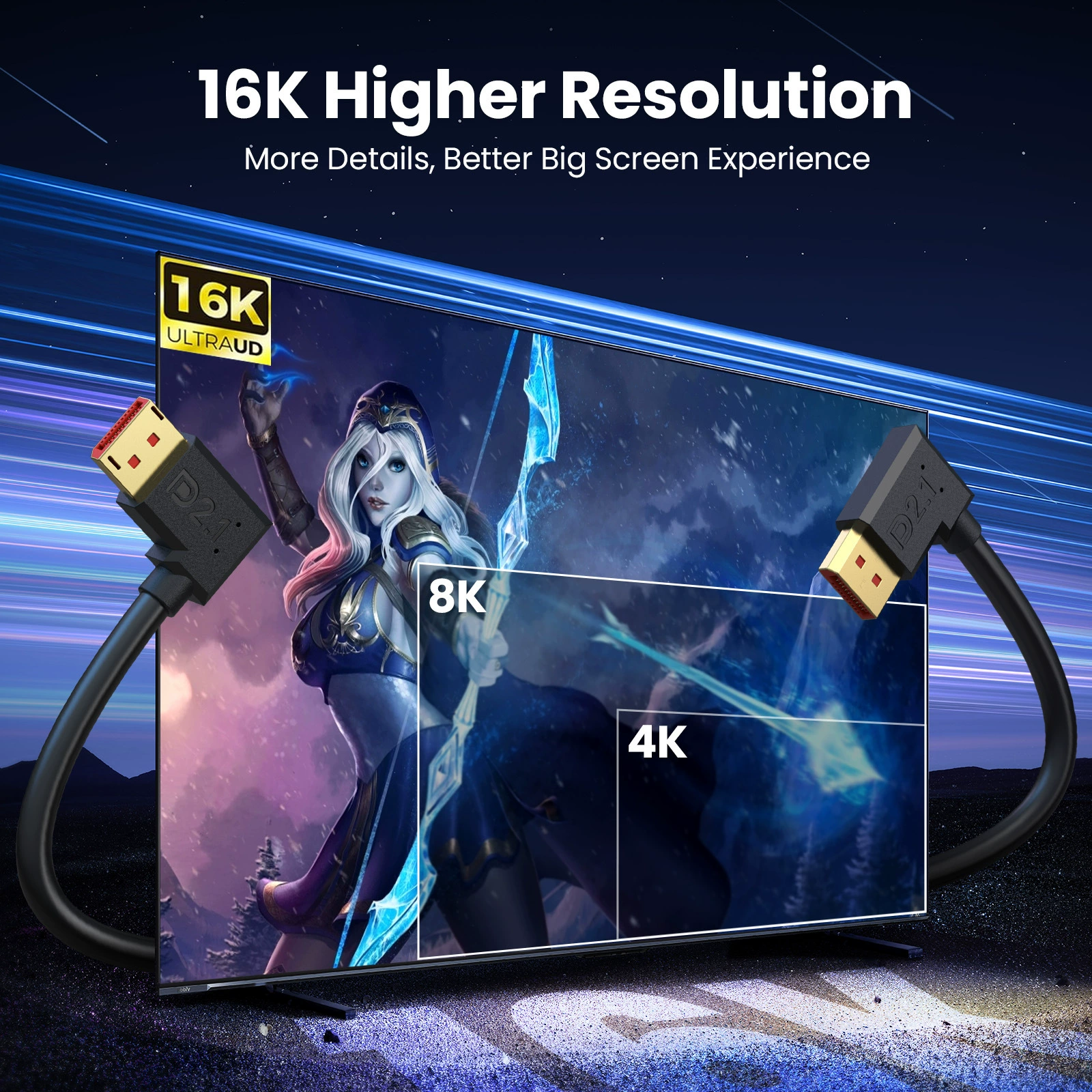 Версия 2.1 DisplayPort женский DP2.1 54Gbps поддерживает 16K@30Hz 8K@240Hz серебряное покрытие