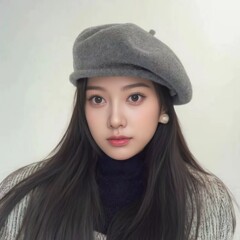両は帽子をかぶっています。美ラードカレー色の立体的な厚いウールのベレー帽の女性は秋冬に顔の形を飾ります。