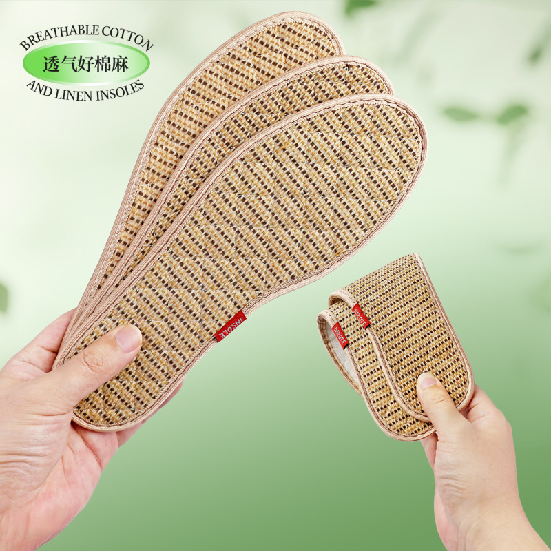 Las plantillas para hombre son absorbentes del sudor y antiolor, las plantillas para hombre son secas, cómodas y transpirables, plantillas finas de verano antiolor de algodón y lino de artemisa