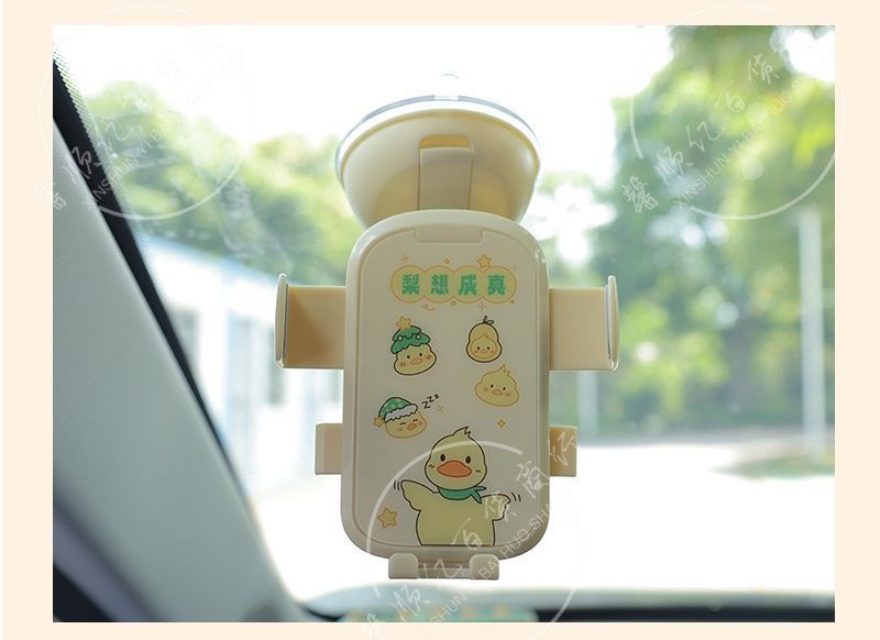 2025 New Cute Cartoon Car Mobile Phone Holder Live Shooting Center Console Vacuum Suction Cup Navigation Mobile Phone Holder