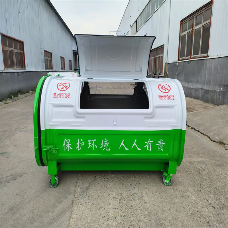 大型8方建筑垃圾箱Q235材质1000承重8立方白绿烤漆颜色可双开密封