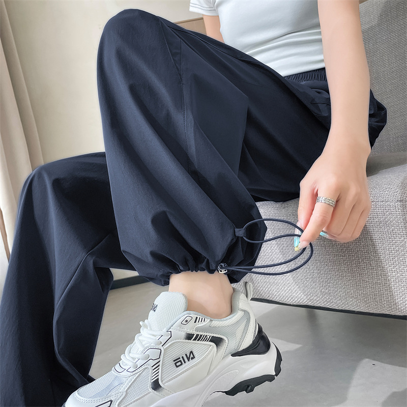 Quick-drying Wide-leg Sports Pants Women's 2025 Summer Thin Sports Mountaineering Pants Sunscreen Workwear Straight Casual Pants