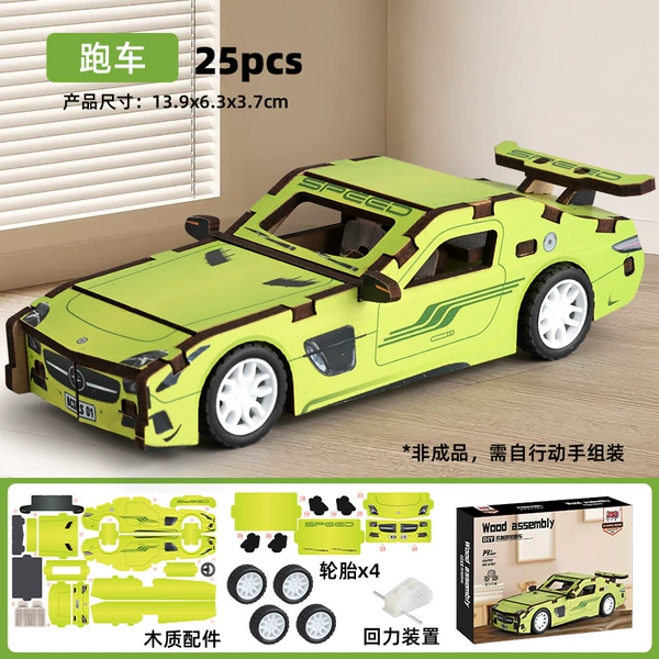 Warrior, wooden constructor, green racing car