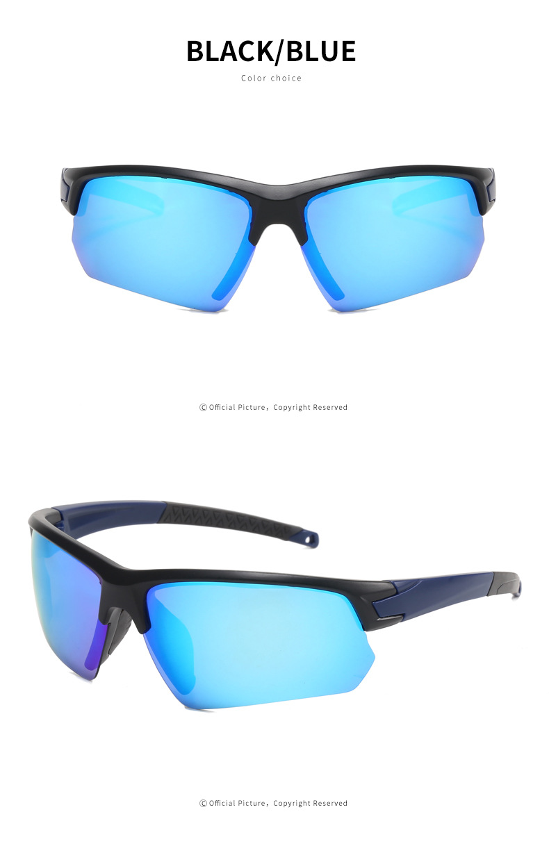 Simple Style Sports Color Block Pc Biker Half Frame Sports Sunglasses display picture 1