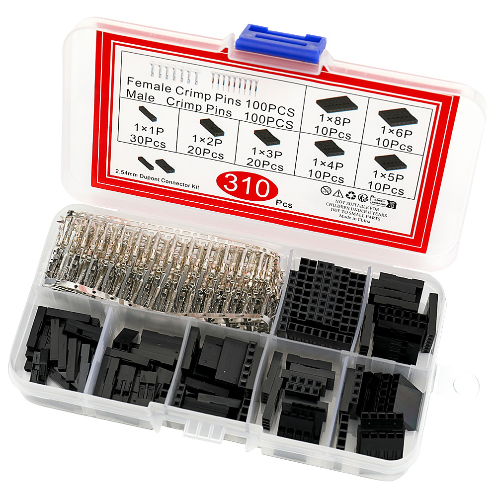 310PCS 2.54MM杜邦线跳线接口连接头 胶壳连接器外壳配端子