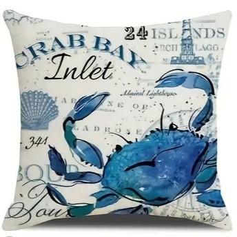 2024 Estilo explosivo transfronterizo Animales marinos Mundo submarino Patrón Funda de almohada Bandera de mesa de sala de estar con estampado de lino de Amazon image 15