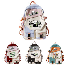 熊猫花花周边印花儿童轻便双肩包跨境韩版学生书包初高中大容量