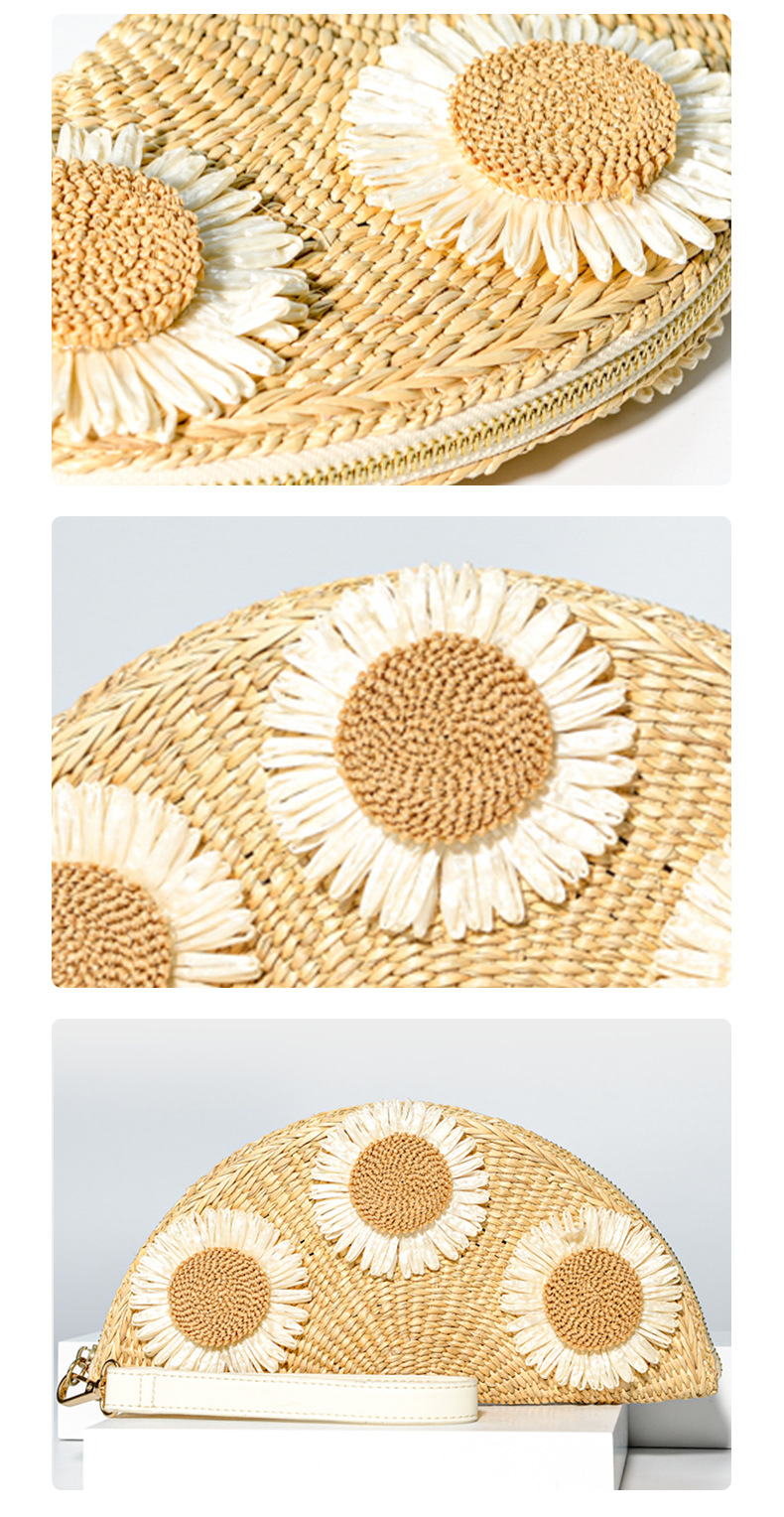 Strohtasche Für Damen Mit Chrysanthemen Motiv Für Den Strand_voghion.com