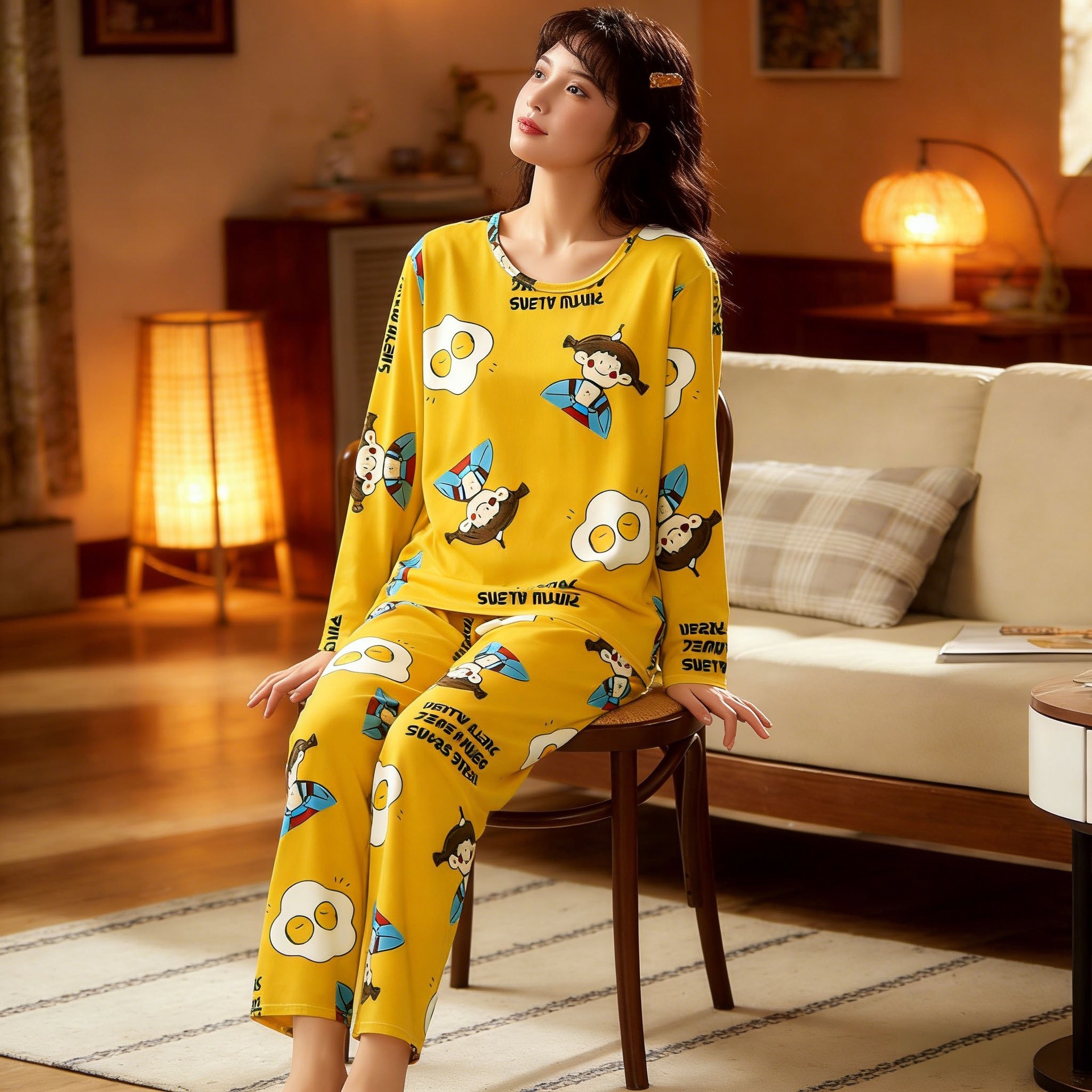 두꺼운 SMX 노란색 소녀 긴 세트