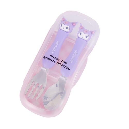 High-looking children's cartoon food-grade stainless steel fork and spoon multifunctional tableware ins portable 304 fork and spoon set
